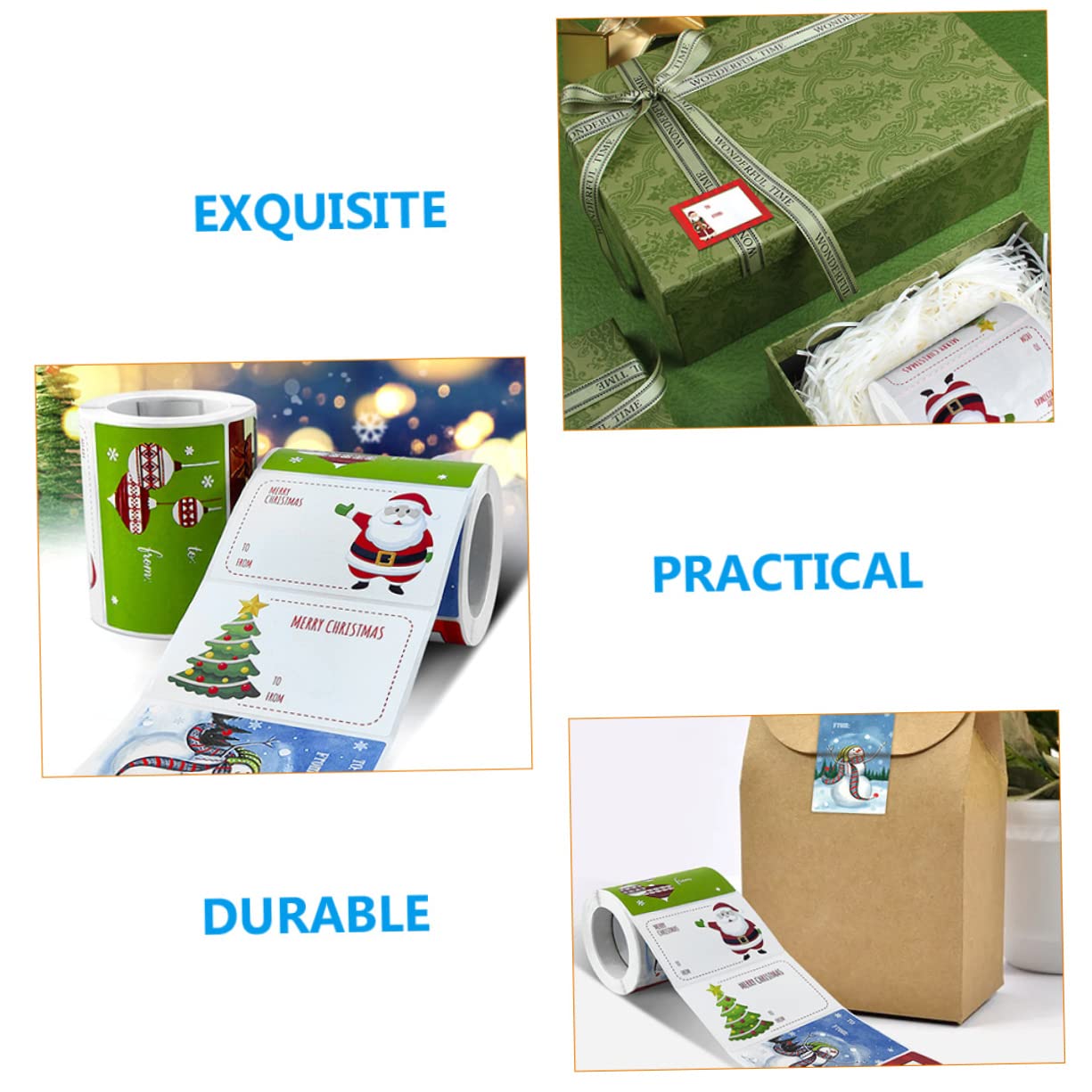 VILLCASE 8rotoli Adesivi Natalizi Rettangolari Per Scatole Stickers Decorativi Per Etichette Autoadesive Per e Confezioni Colori Accattivante