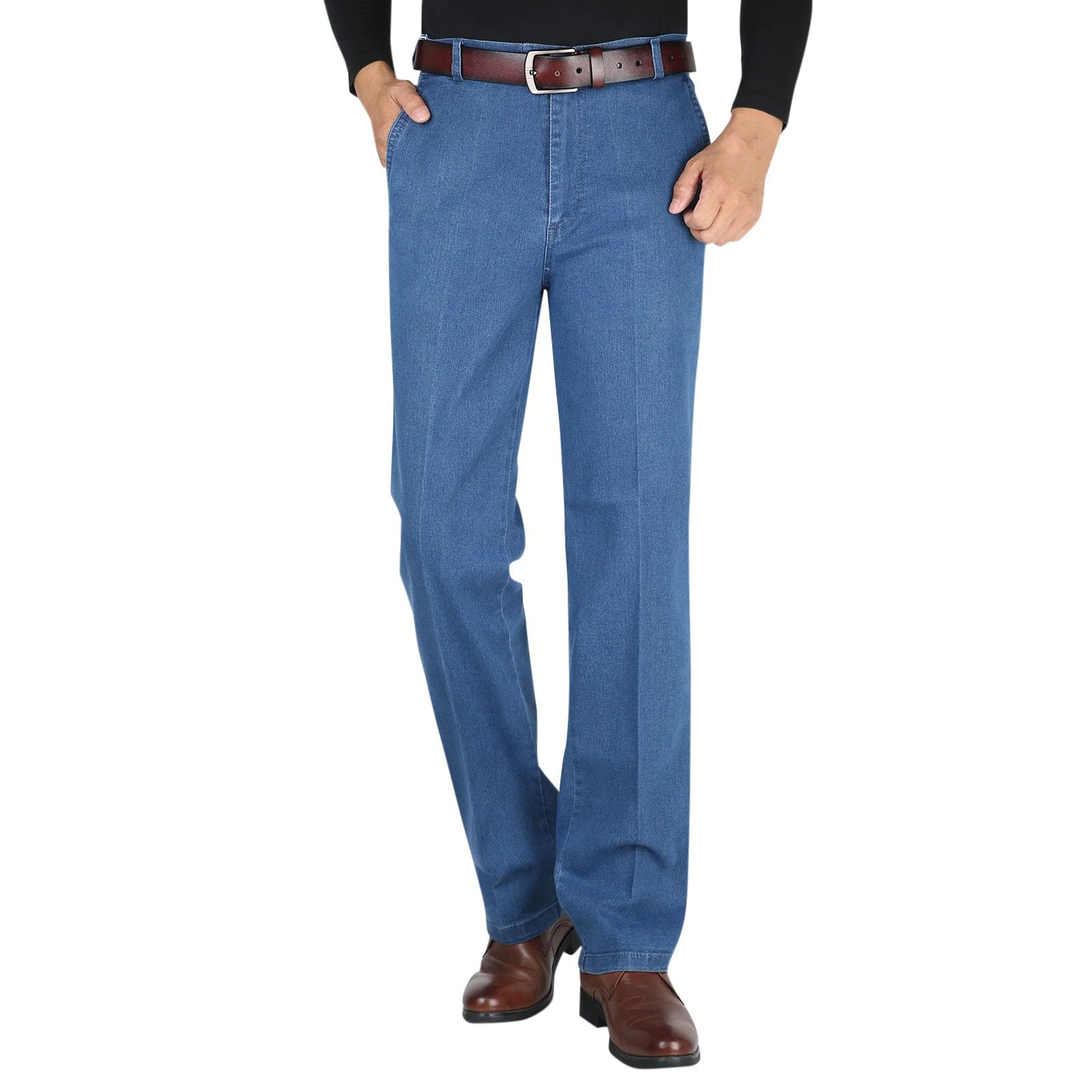 Jeans da Uomo Strappati, Pantaloni di Jeans da Uomo Pantaloni Distruzione Foro Dritto Jeans Distressed Pantaloni Denim Skinny Slim Nero Estivi Jeans da Lavoro Jeans Leggeri Originale Jeans Plus Size