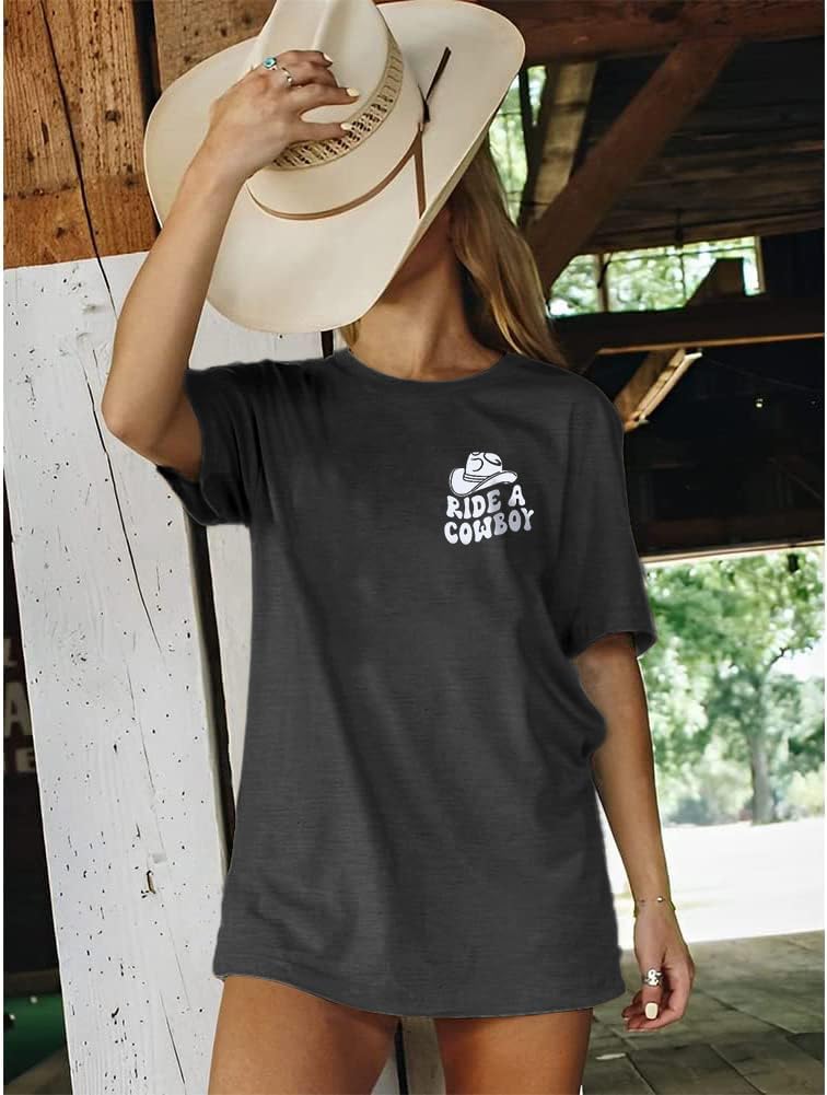 Hold Your Horses T Shirt Women Funny Rodeo Graphic Tees Vintage Cowboy Vacation Short Sleeve Shirts Tops - Image 2