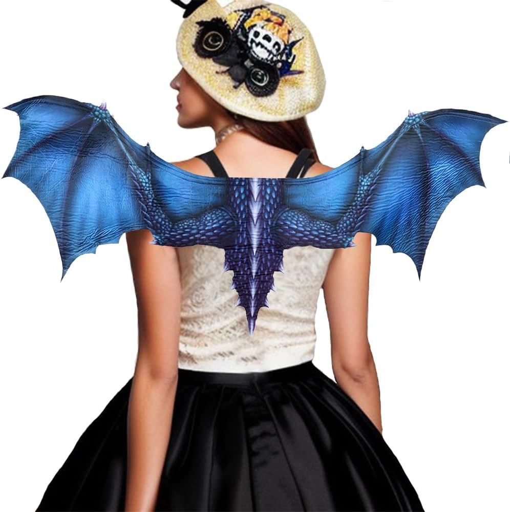 ZHER-LU Dragon Costume Wings Dragon Cape Wings for Adult, Halloween Mardi Gras Cosplay Accessory for Adult (Blue)