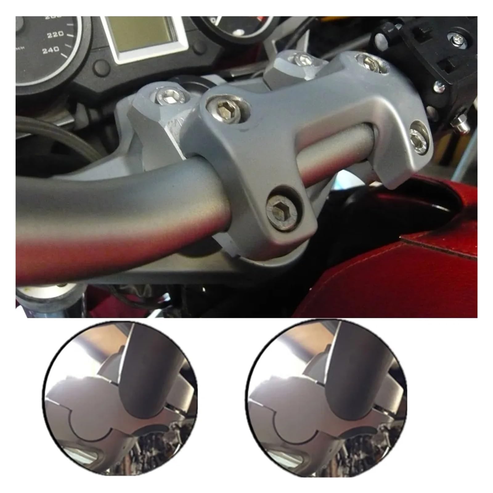 Rehausse Guidon Moto pour BMW S1000R S1000 R 2014 2015 2016 2017 2018 Moto 28mm Pince Barre poignée surélevée étendre Support Guidon Riser Montante Guidon Moto(Argent)
