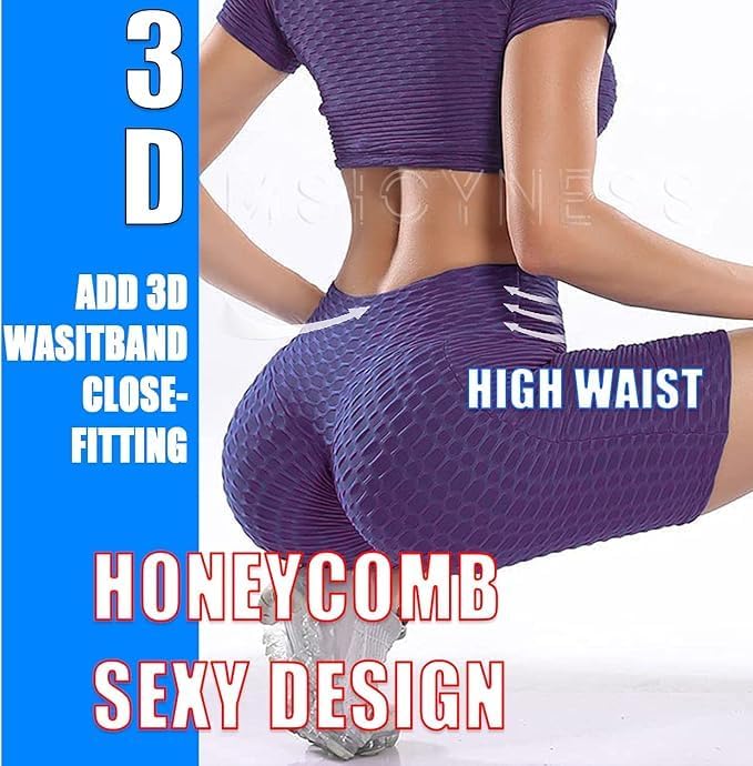 Msicyness Women's 8"/5" High Waist Biker Shorts Yoga Workout Running Fitness Shorts - Image 5