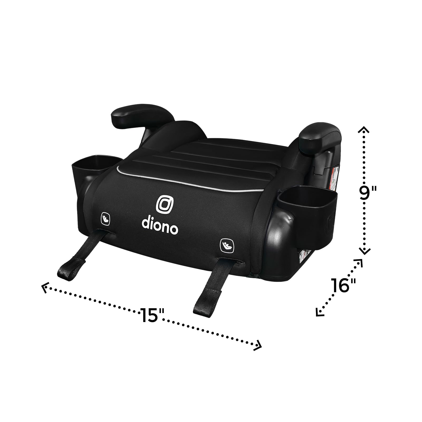 Diono Connect3 RXT Lot de 2 rehausseurs dos nu Slim Fit 3 à travers dans de nombreuses berlines et SUV de taille moyenne, pour enfants de 18 à 54,4 kg, légers avec connecteurs de verrouillage, Black