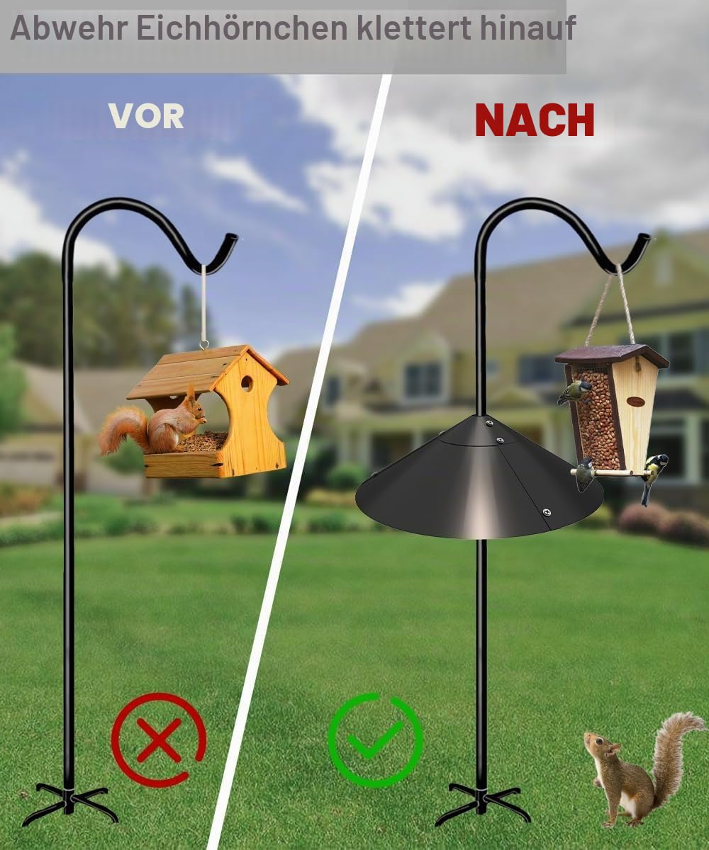 Garbuildman Eichhörnchenkuppel aus verzinktem Stahl für Vogelfutterstangen, externer Vogelkastenschutz für Schäferhaken, 482 mm Durchmesser, Einzeleinheit