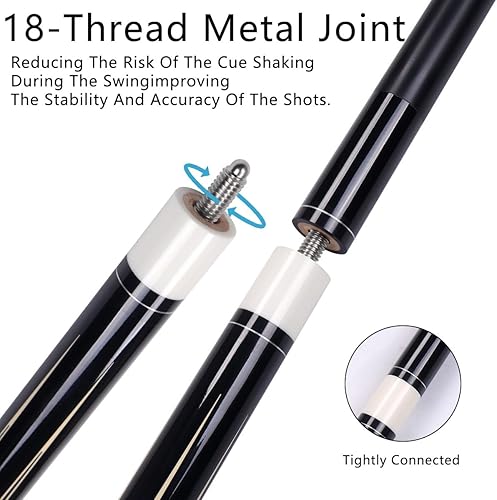 Miniatura 4 de CUPPA Pro Pool Cue - Taco de billar de arce canadiense y fibra de carbono con punta de cuero de 0.413 in, diseño de dos piezas (58 pulgadas 20