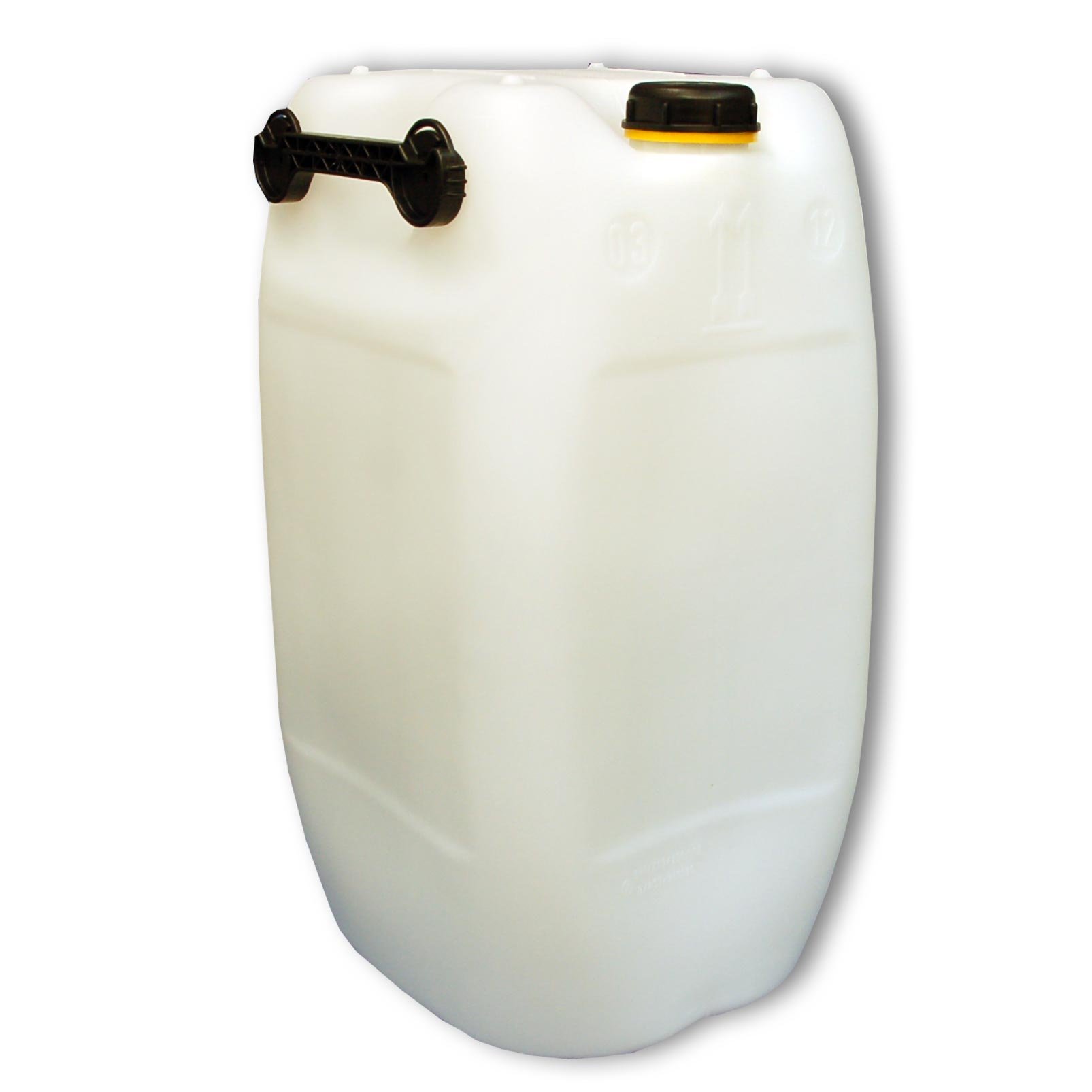 plasteo® 60L Getränke- Wasserkanister Natur mit Schraubdeckel (DIN 71) | Lebensmittelecht | Tragbar mit 3 Griffen | Indoor und Outdoor | BPA Frei