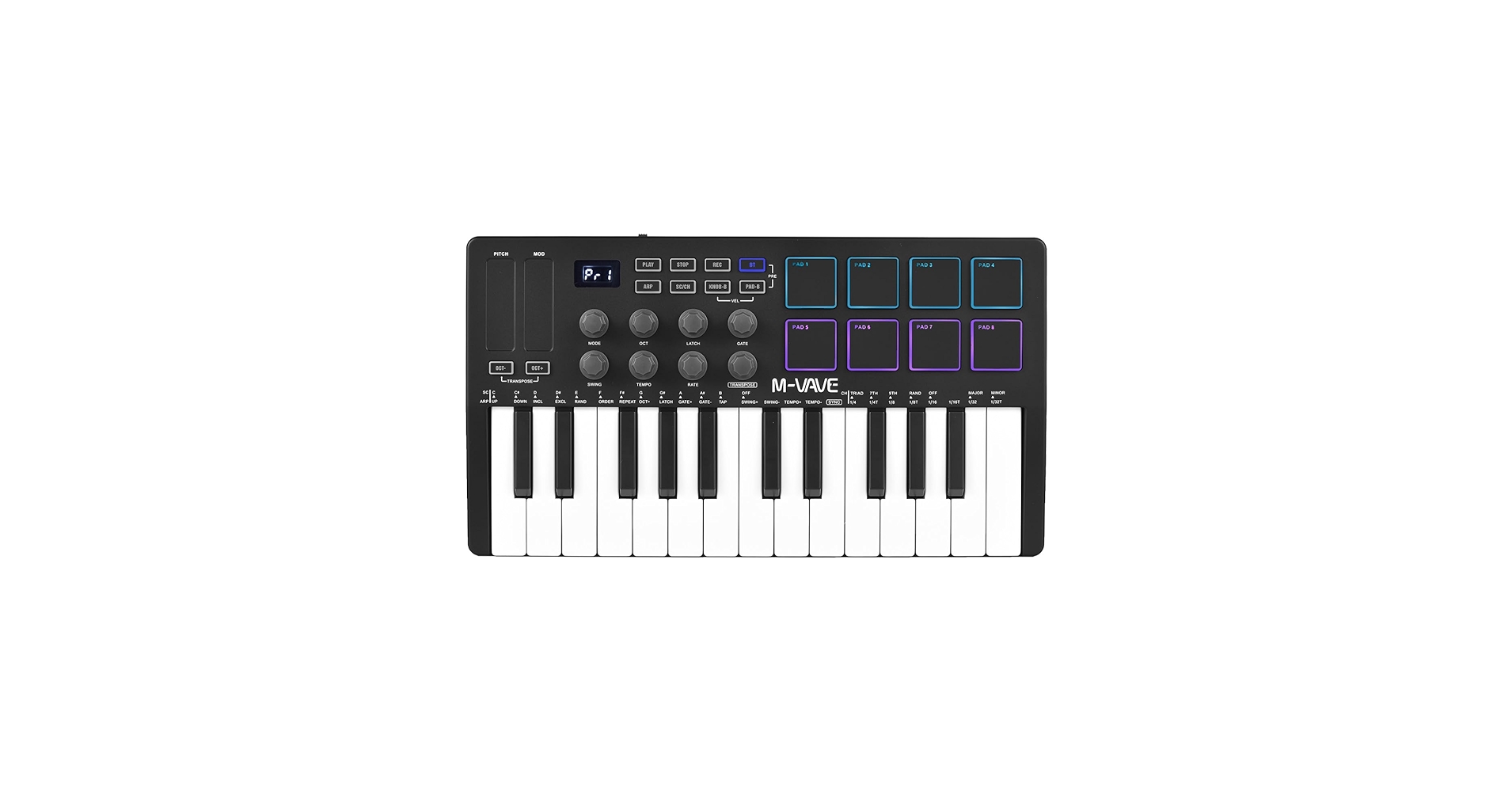 KEYPAD Pro 25鍵 midiキーボード Amazon | 25キー超ポータブル USB MIDIキーボードコントローラ8
