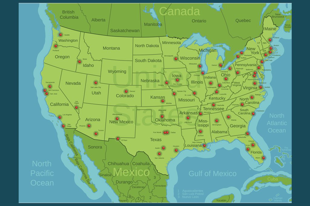 Ciudades Principales De Estados Unidos Mapa De Estados Unidos En