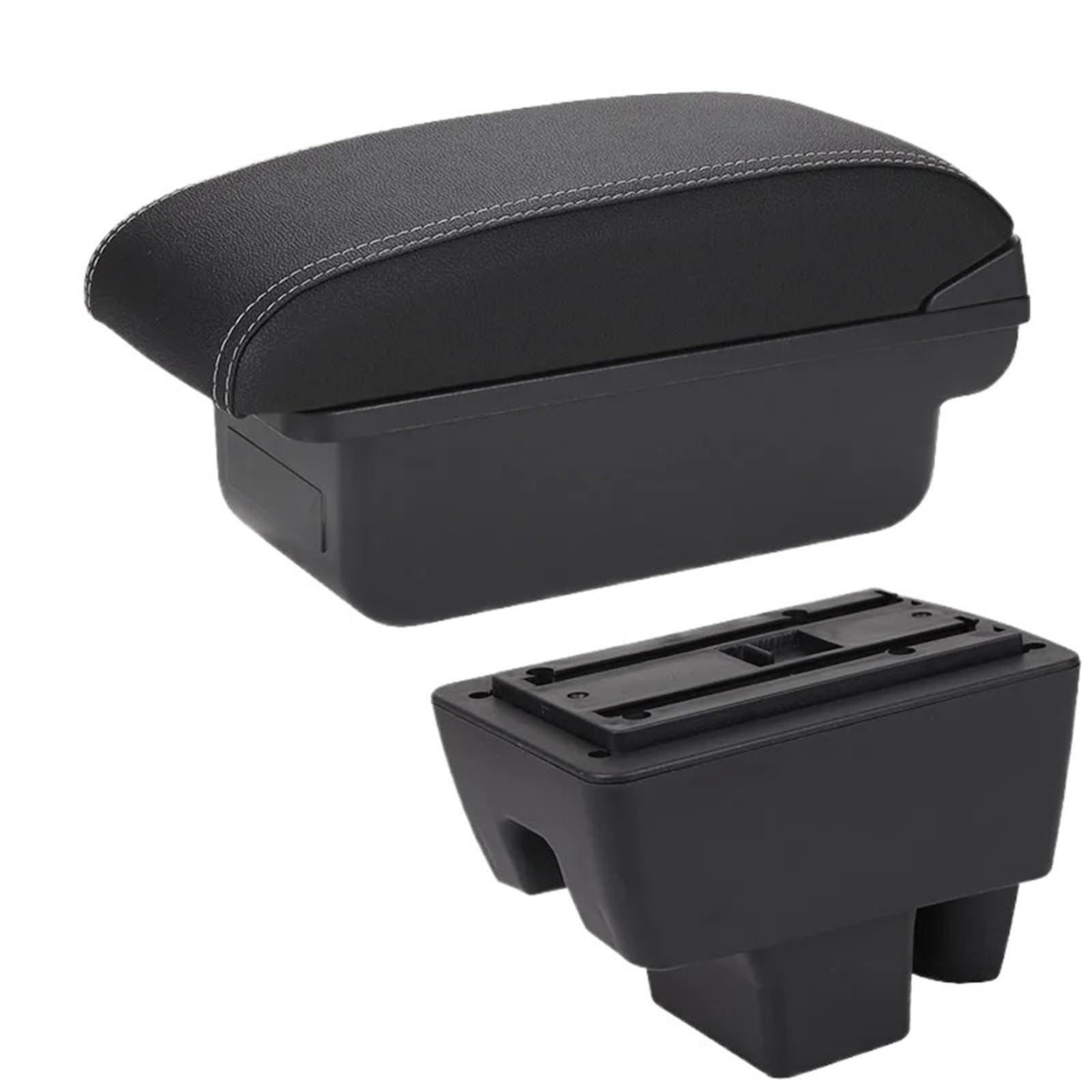 NOKRGQW Car Armrest Box For Polo For Skoda For RAPID Car Armrest Box Retrofit Interior Details Storage Accessories(C3 Black white NOUSB)