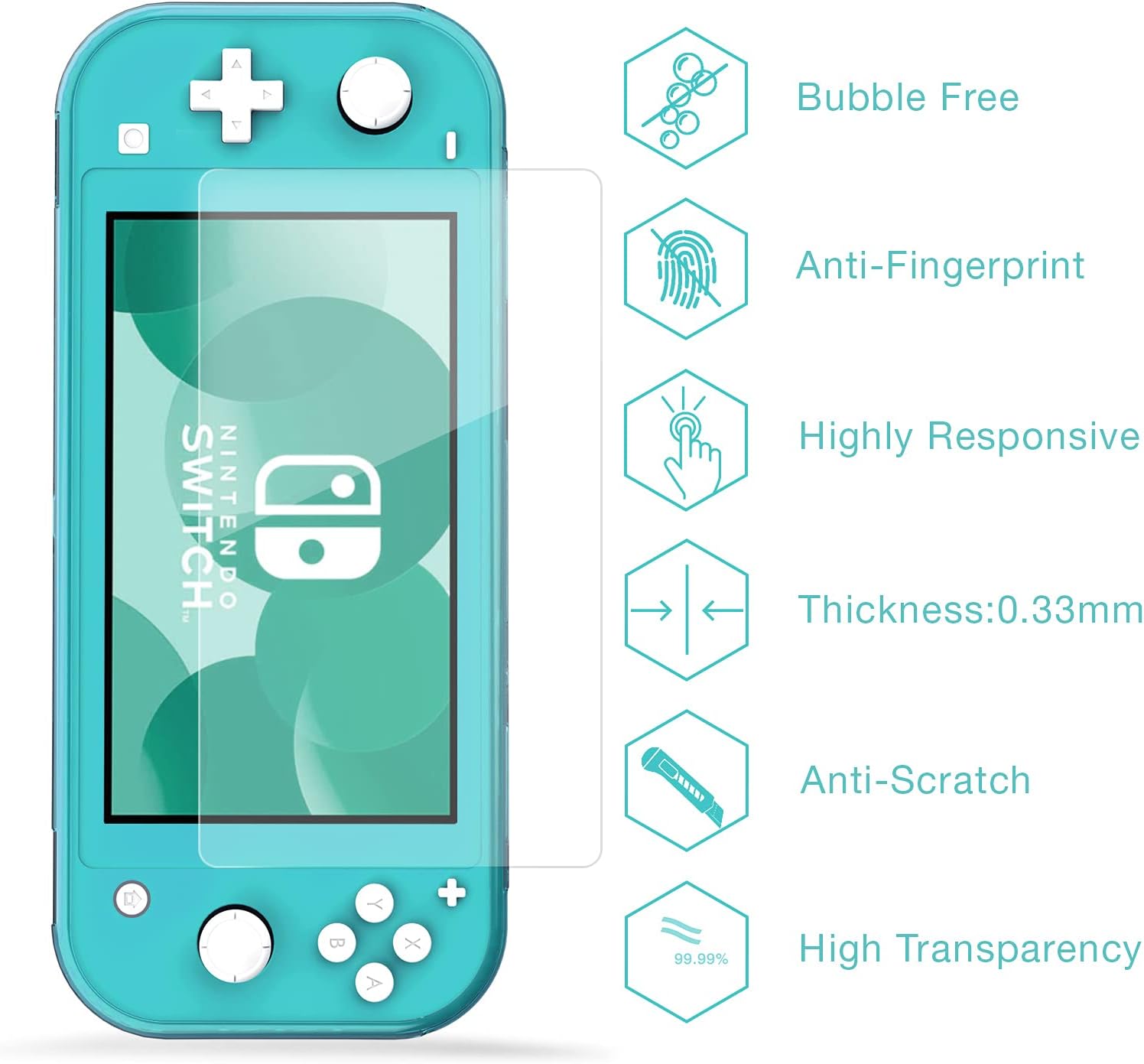 HEYSTOP Compatible with Switch Lite Carrying Case, Switch Lite Case with Soft TPU Protective Case Games Card 6 Thumb Grip Caps for Nintendo Switch Lite Accessories Kit(Turquoise) : Video Games
