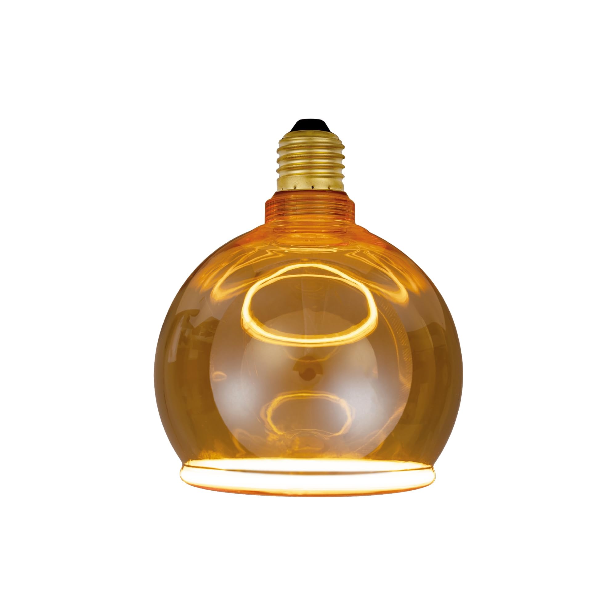 Suprema Dekorative LED-Ringlampe, E27, 4 W, Bernstein-Finish, 220–240 V, 1800 K warmes Licht (Durchmesser 125mm)