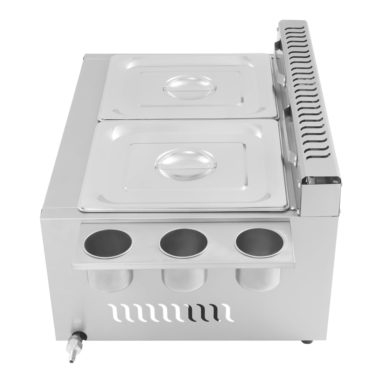 Friteuse à gaz commerciale, double réservoir 10 l + 10 l, en acier inoxydable, avec 2 paniers à friture et couvercle, température réglable, pour restaurants, bars à emporter, cuisine à domicile