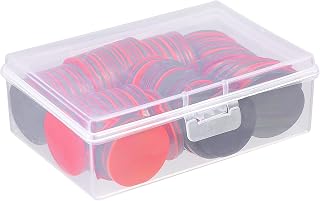 NUOBESTY 100pcs Small Plastic Learning Counters Disks Bingo Chip Counting Discs Marker for Math Practice and Poker Chips Game Tokens with Storage Box Red Black