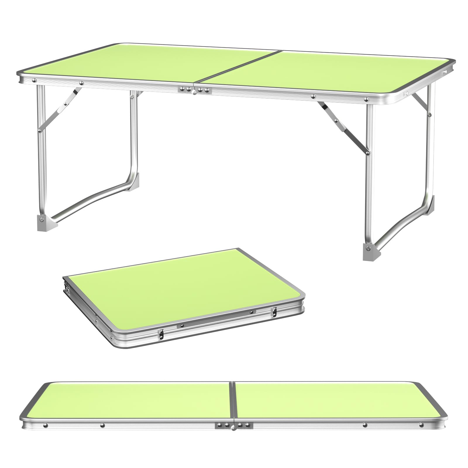 Banas 1.96FT Folding Table, Heavy Duty Portable Table, 60x40x26cm, with Durable Aluminium Frame and Handle, Indoor Outdoor Garden Catering Foldable Table for Party Dinner Picnic BBQ Camping (Green)