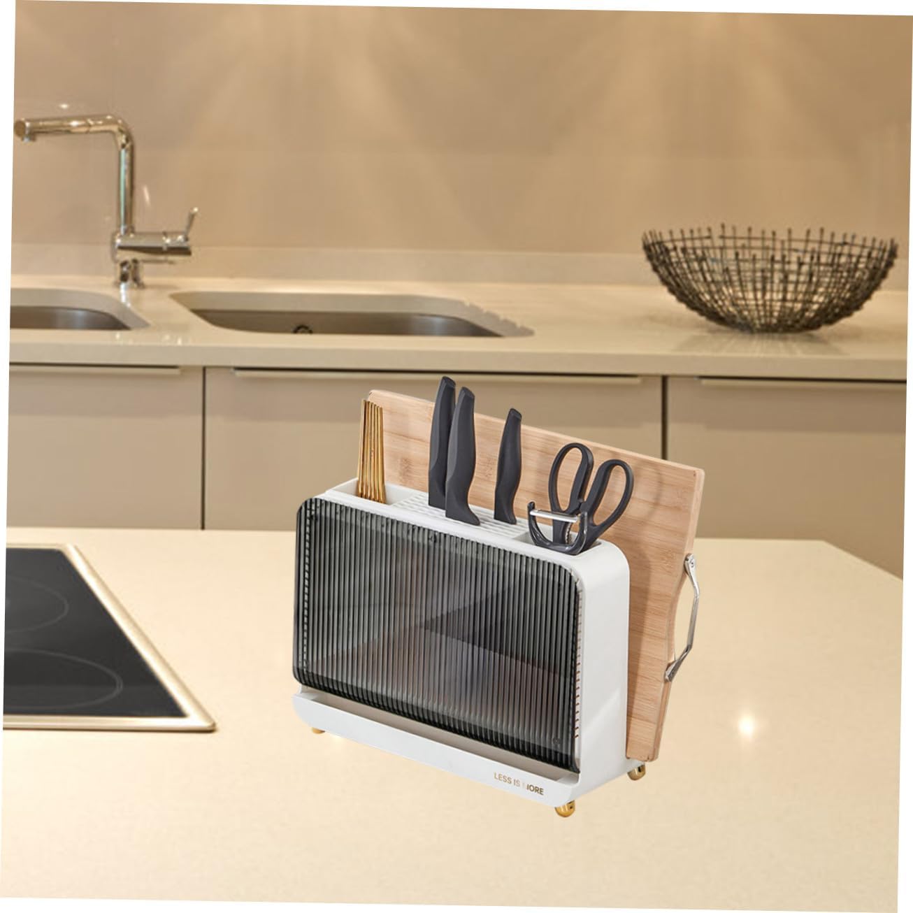 Ciieeo Multi-Function Kitchen Cutting Board Holder Draining Design Compact Cutlery Storage Organizer for Utensils Decor for Modern Kitchens