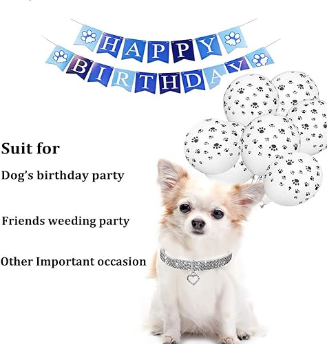 Miniatura 6 de WoYous Juego de collar de perro con diamantes de imitación y collar de perlas correa ajustable para el cuello con diamantes de imitación collar de 4