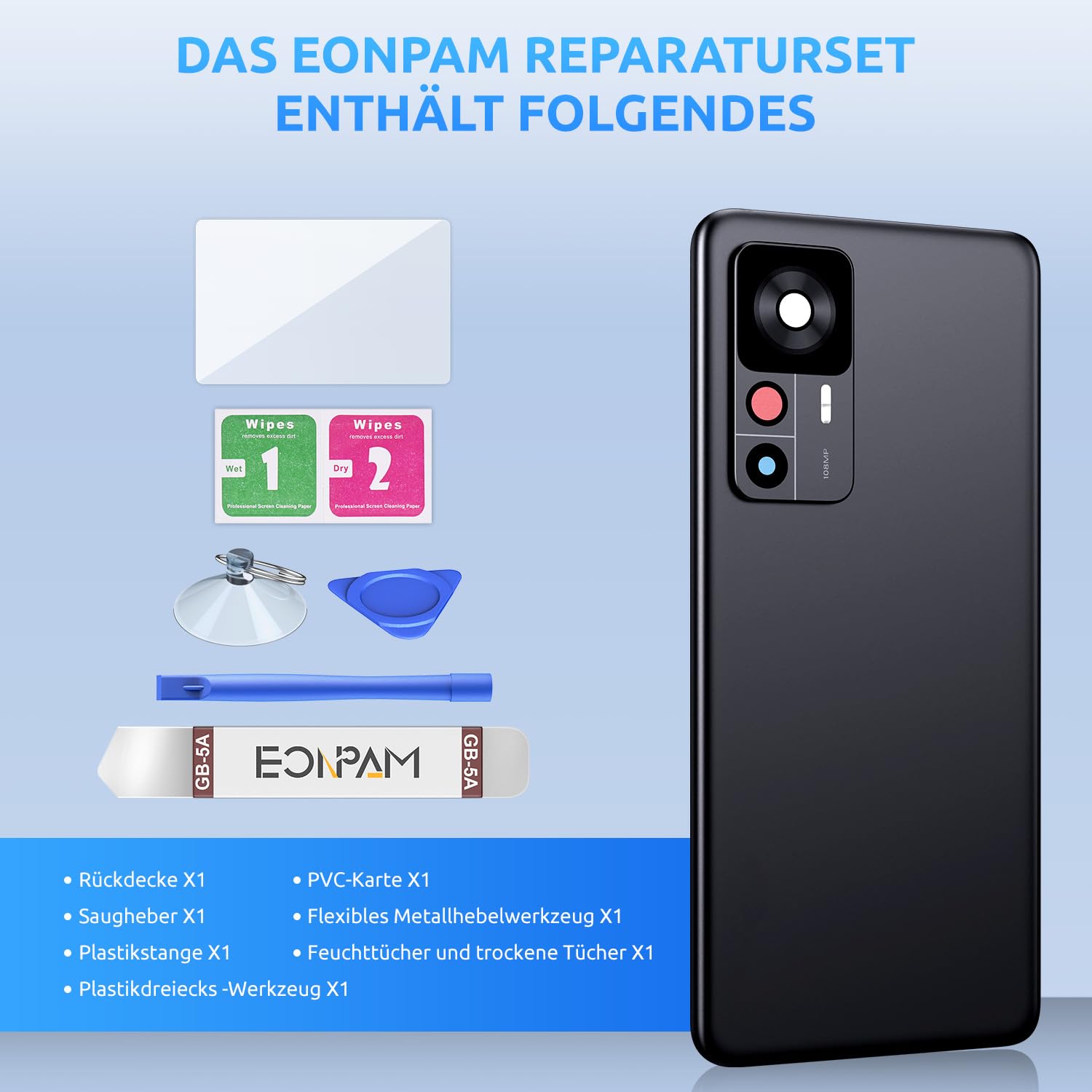 Akkudeckel für Xiaomi 12T 22071212AG Schwarz
