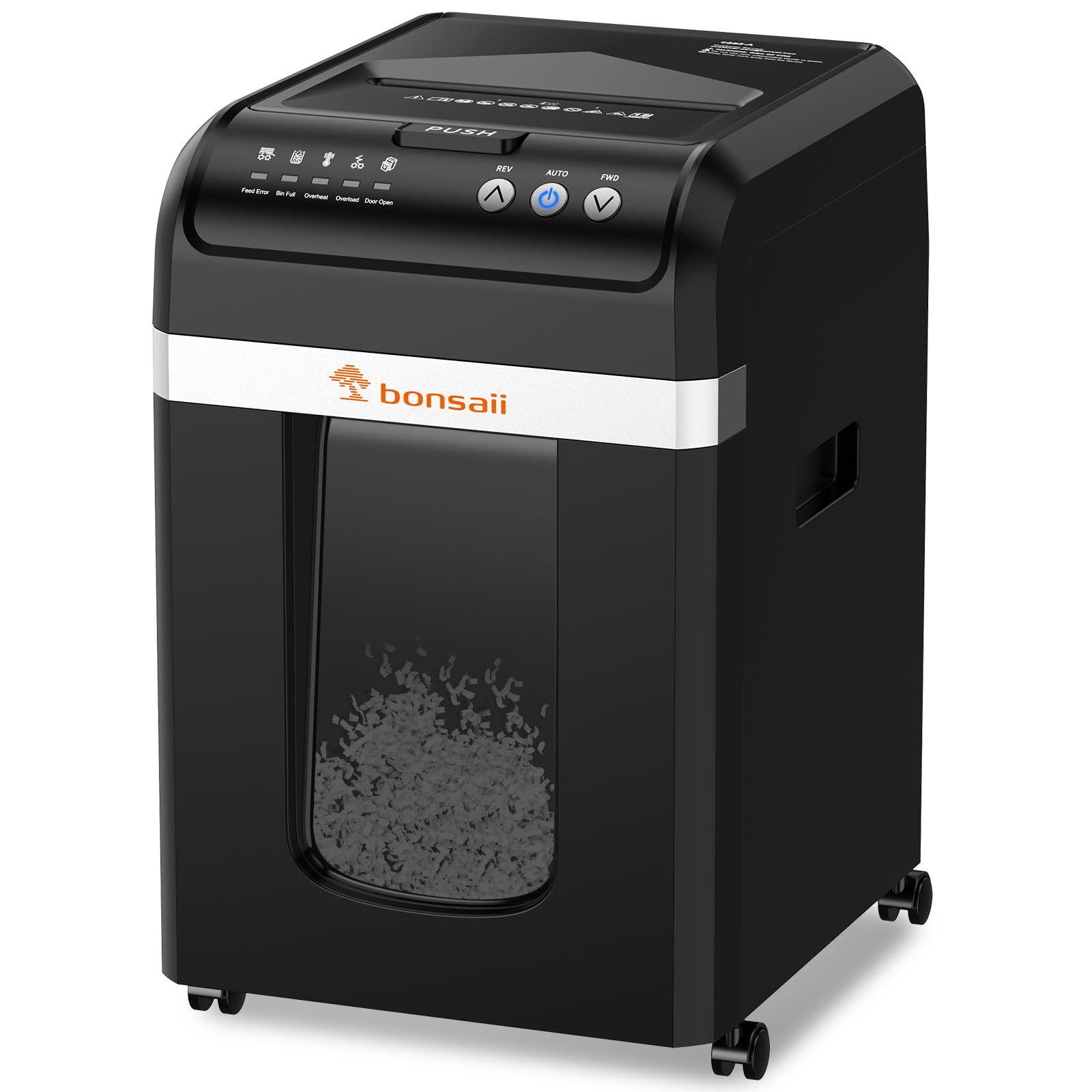 Bonsaii Paper Shredder Heavy Duty, 200-Sheet Auto Feed Micro-Cut 60 Minutes Nonstop P-4 High Security Shredders, 8.1 Gallon Large Bin Document Shredder for Office, Commercial Grade Shredder (C283-A)