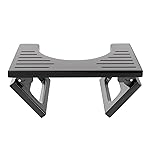 AmazerBath 7 Inches Bamboo Toilet Stool Squat for Adult, Foldable Squatting Potty Stool for Bathroom, 0.79 Thickness Poop Stools with Non-Slip Strip, Space-Saving, No Assembly Required, Black