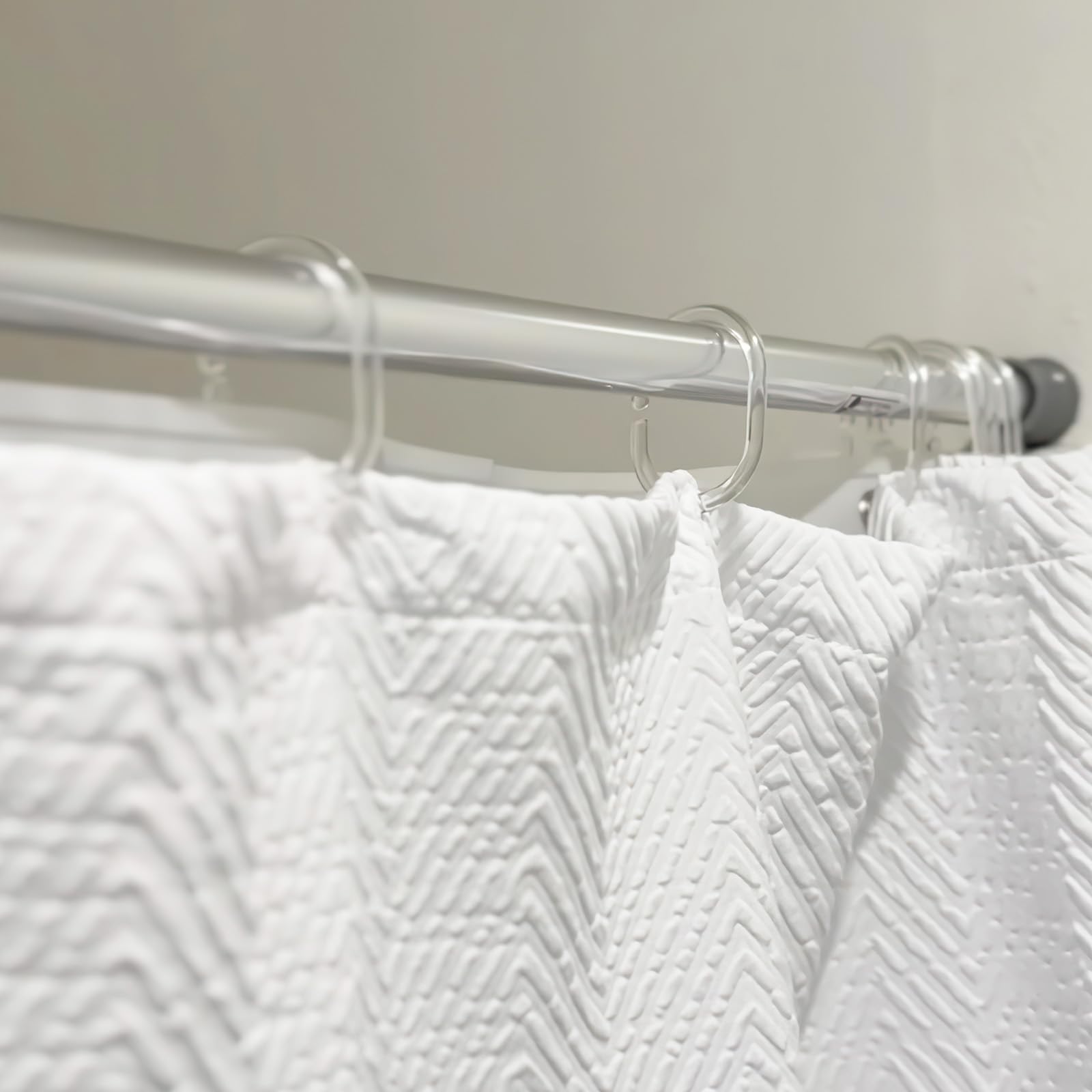 24 PCS Shower Curtain Rings, Plastic C-Shaped Clear Shower Curtain Hooks, Rings Hook Hanger Bathroom Shower Window Rod