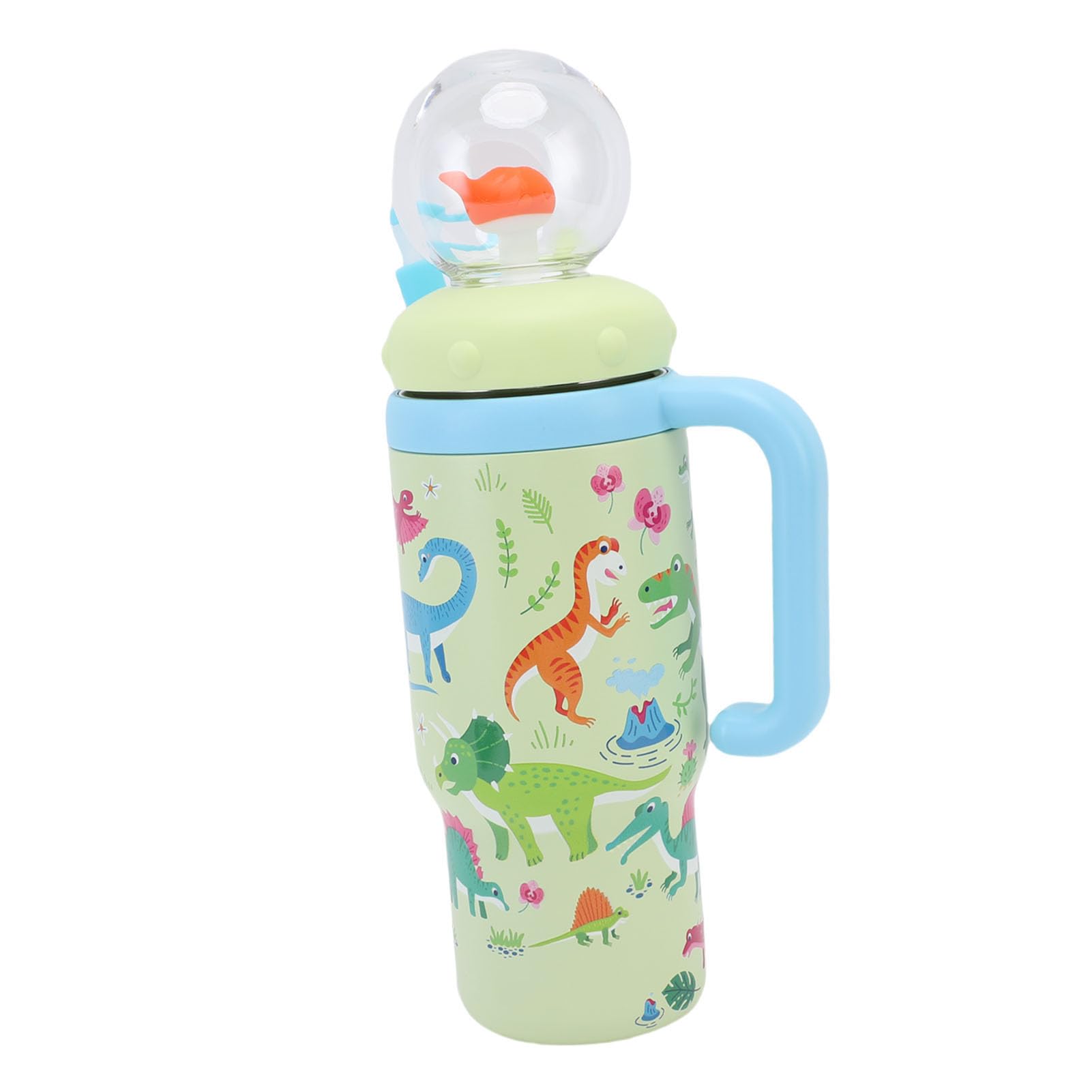 Cryfokt Wal-Brunnenbecher aus Edelstahl für, 710 Ml, Schnabeltasse mit Spritzwassergeschützter, Breiter Öffnung und Ergonomischem Griff für Kleinkinder (GREEN)