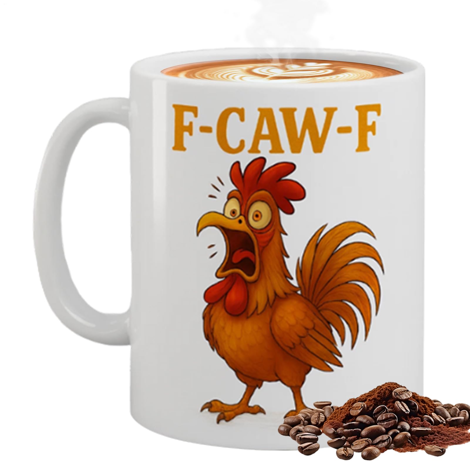 Taza de café con gallo cómico para tus mañanas en la oficina o pícnic