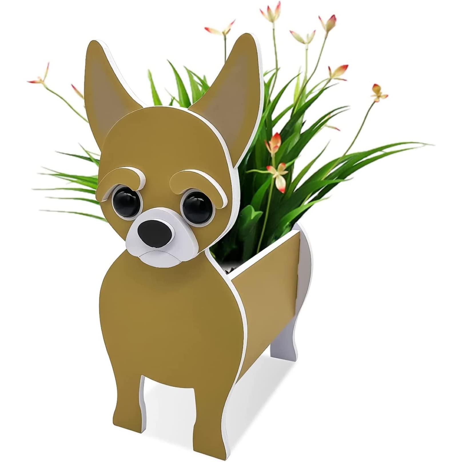 TTiiLoe Cute Dog Planter, Chihuahua Plant Pots, PVC Herb Garden Flower Pots, Dog Cartoon Shaped Plant Container Holder, Gifts for Pet Lovers, 34x24cm/13.38x9.44in