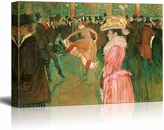 wall26 - at The Moulin Rouge: The Dance by Henri de Toulouse-Lautrec - Canvas Print Wall Art Famous Painting Reproduction - 12" x 18"