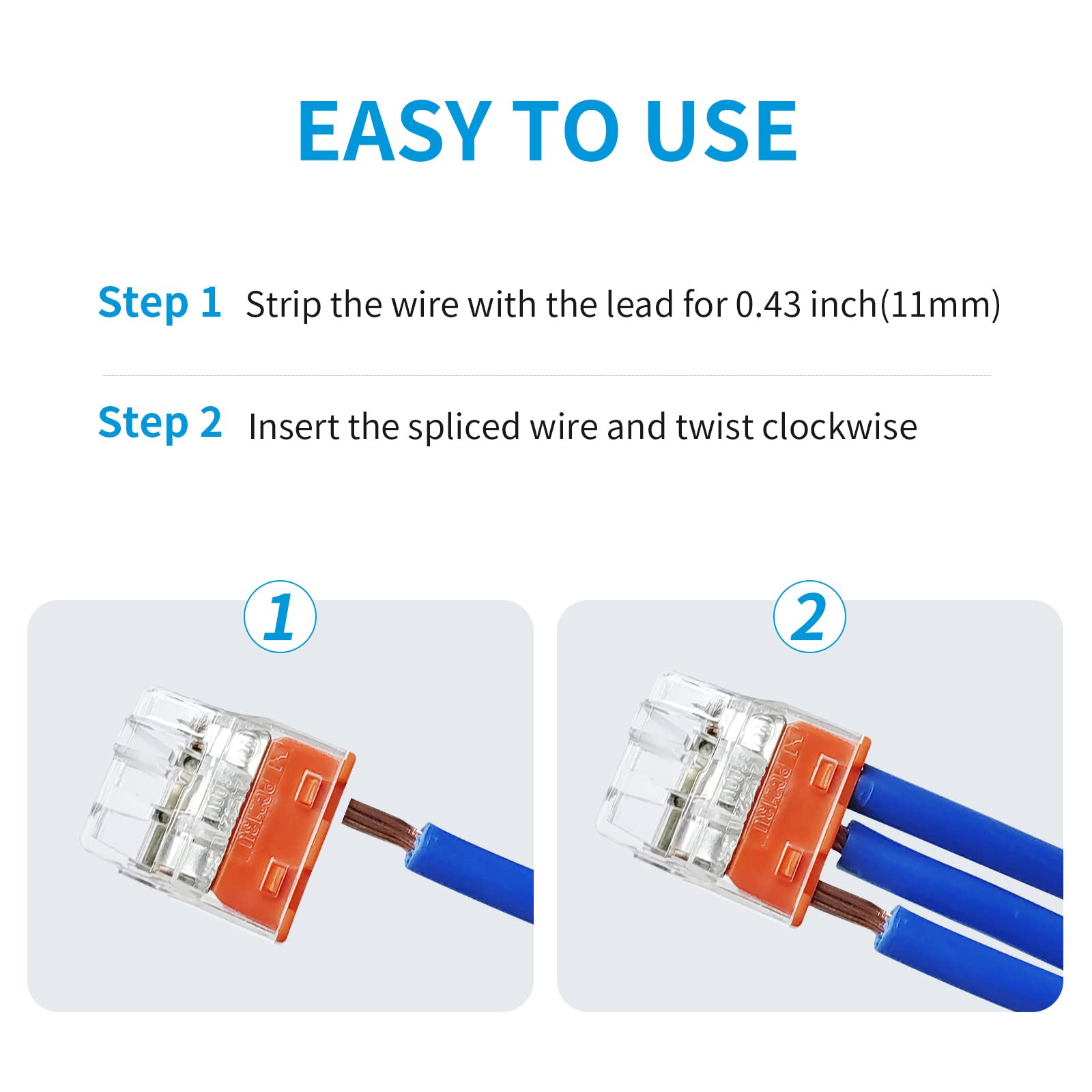 Snapklik.com : Dicio 50 Pcs Wire Connectors Nuts Push-in Terminals UL ...