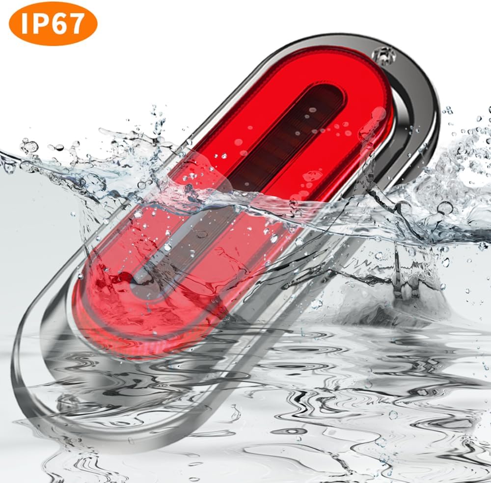 7" Waterproof LED Trailer Tail Light Bar Amber Sequential Turn Signal Lights Red Strobe Brake Stop Assembly Lamp For Offroad Pickup Truck RV UTV ATV (Pack of 2)