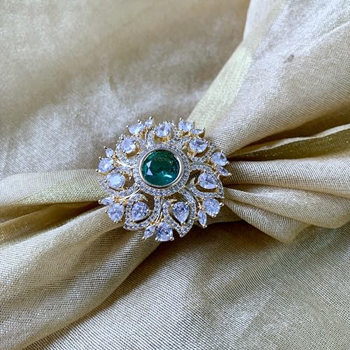 Image of I Jewels Rose Gold Plated Valentines Special Stylish Fashionable Design Floral CZ American Diamond Adjustable Finger Rings For Women & Girls (FL241)