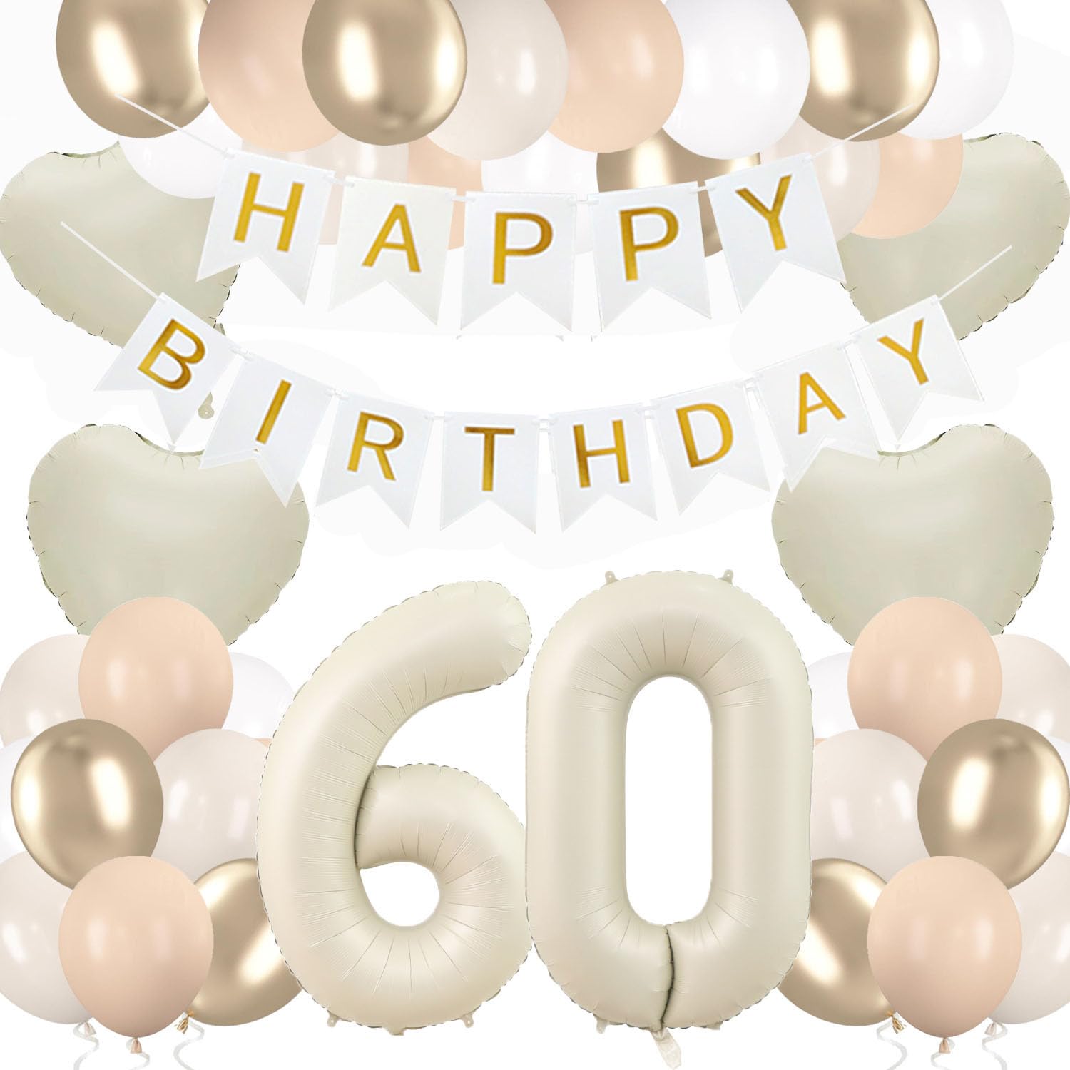 60 Stück Luftballons Braun Beige, 12 Zoll Luftballons Retro