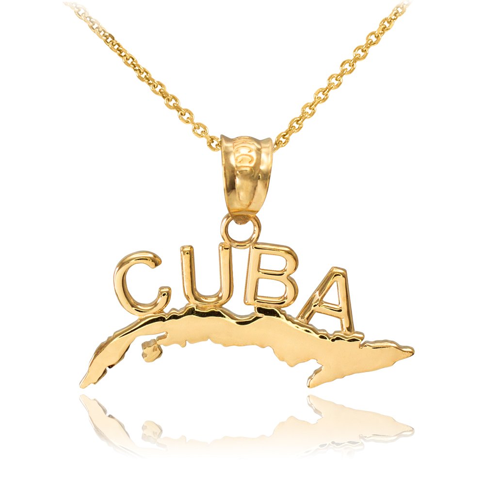 Certified 10k Yellow Gold Cuba Pendant Necklace