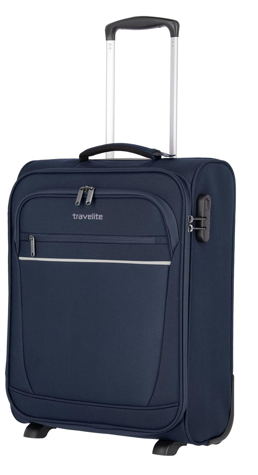Travelite Bordtrolley Handgepäck Koffer leicht, 2 Rollen, Cabin, Weichgepäck Trolley klein mit Schloss, 52 cm, 39 Liter
