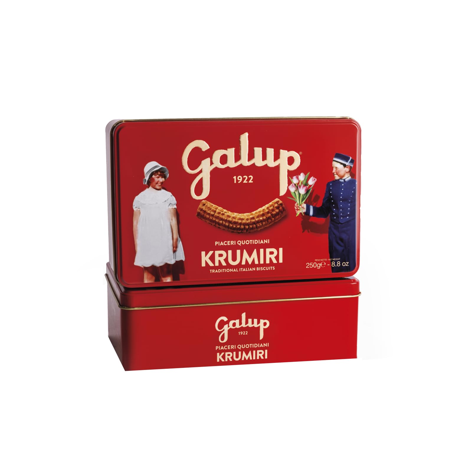 Galup Krumiri Piemontesi 250g in Latta Litografata - Biscotti al Burro e Uova Fresche - Frollini Tradizionali da Inzuppo per Colazione e Merenda - Elegante Confezione Regalo Vintage
