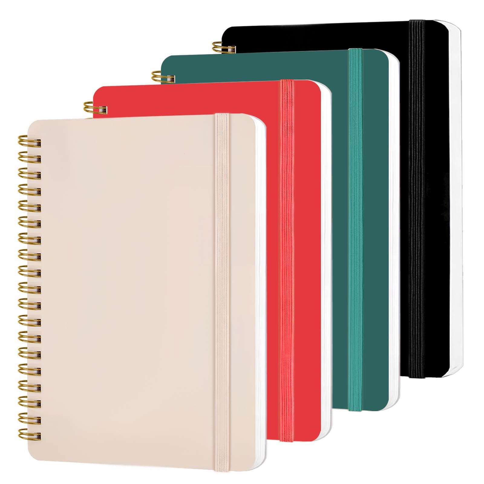 4 quaderni a spirale da 12,7 x 17,8 cm, quaderni a spirale, 12,7 x 17,8 cm, per lavoro, appunti, scuola, piccoli quaderni con cinturino, graziosi quaderni per donne, 50 fogli
