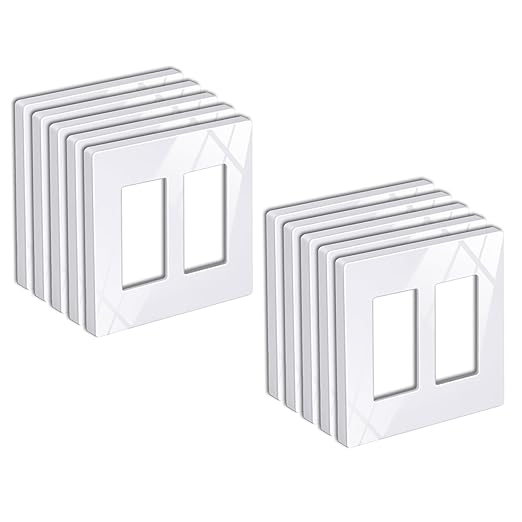 [10 Pack] BESTTEN 2-Gang Screwless Wall Plate, USWP6 Snow White Series, Decorator Outlet Cover, H4.69 x W4.73?, for Light Switch, Dimmer, GFCI, USB Receptacle