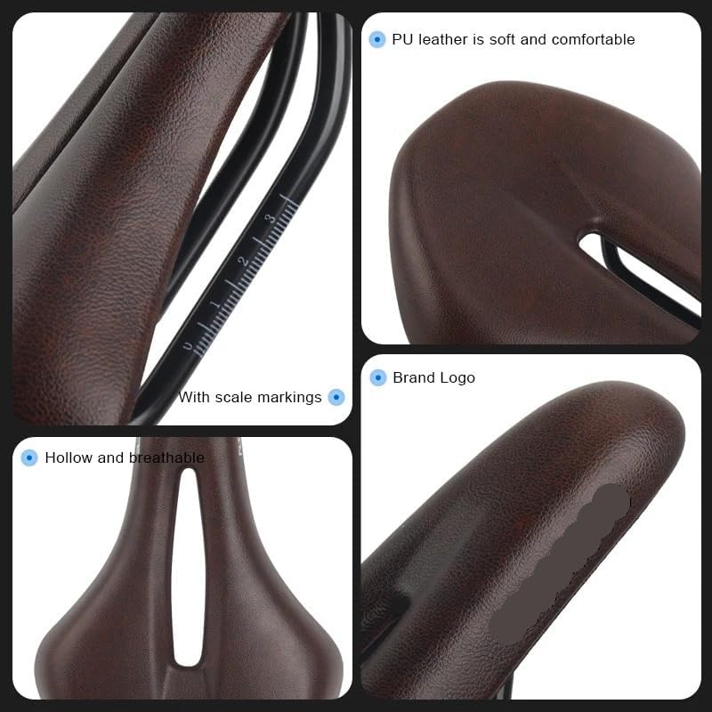 Bike Saddle PU Leather Comfortable Soft MTB Road Bicycle Seat One-Piece Hollow Breathable Shockproof Outdoor Cycling Cushion