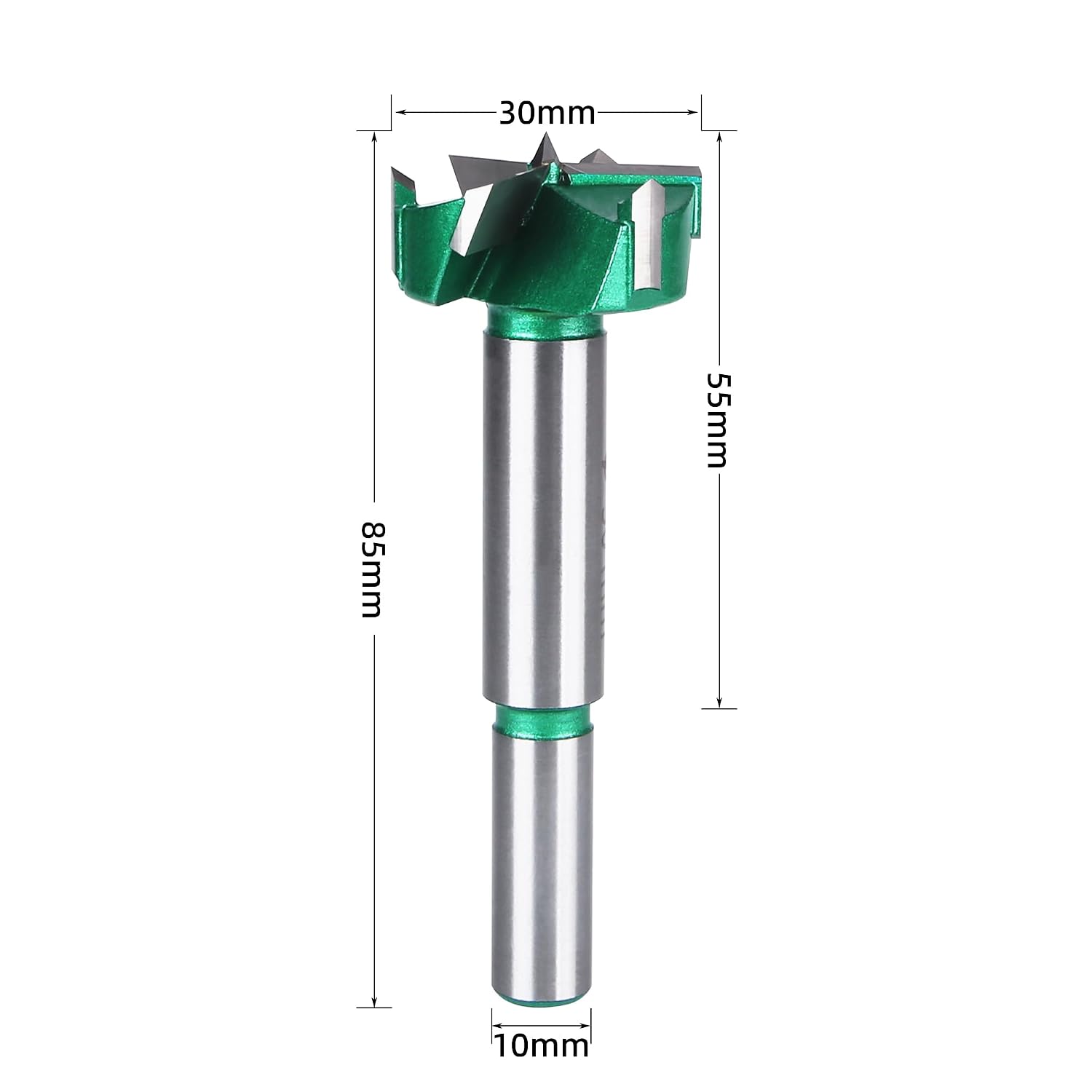 HUHAO Triple Flute Forstner Drill Bit 30mm (1-3/16"), Upgraded Carbide Tipped Wood Drilling Hole Saw for Woodworking, Hardwood, MDF, Plastic