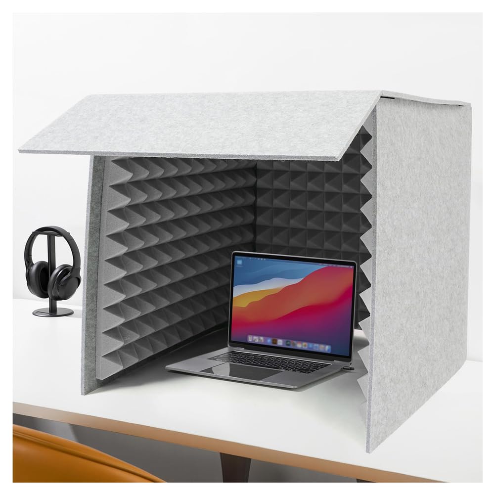 Cabine insonorisée portable grise de 80 cm pour microphone et enregistrement studio