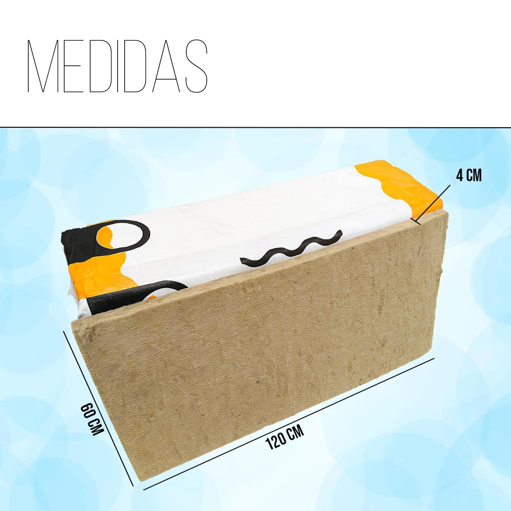Lana de Roca Aislante Térmico y Acústico – 10 Planchas 120x60x4 cm (7,2 m²) | Alta Densidad | Resistente al Fuego | Aislamiento para Paredes, Techos, Suelos y Fachadas