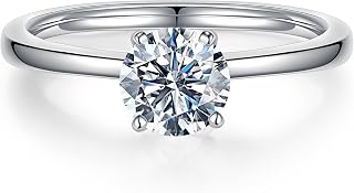 Moissanite Rings for Women - 1-3ct Round D Color VVS1 Clarity S925 Sterling Silver Lab Created Diamond Engagement Rings 4 Prong Knife Edge Moissanite Solitaire Rings for Women Wife Gifts