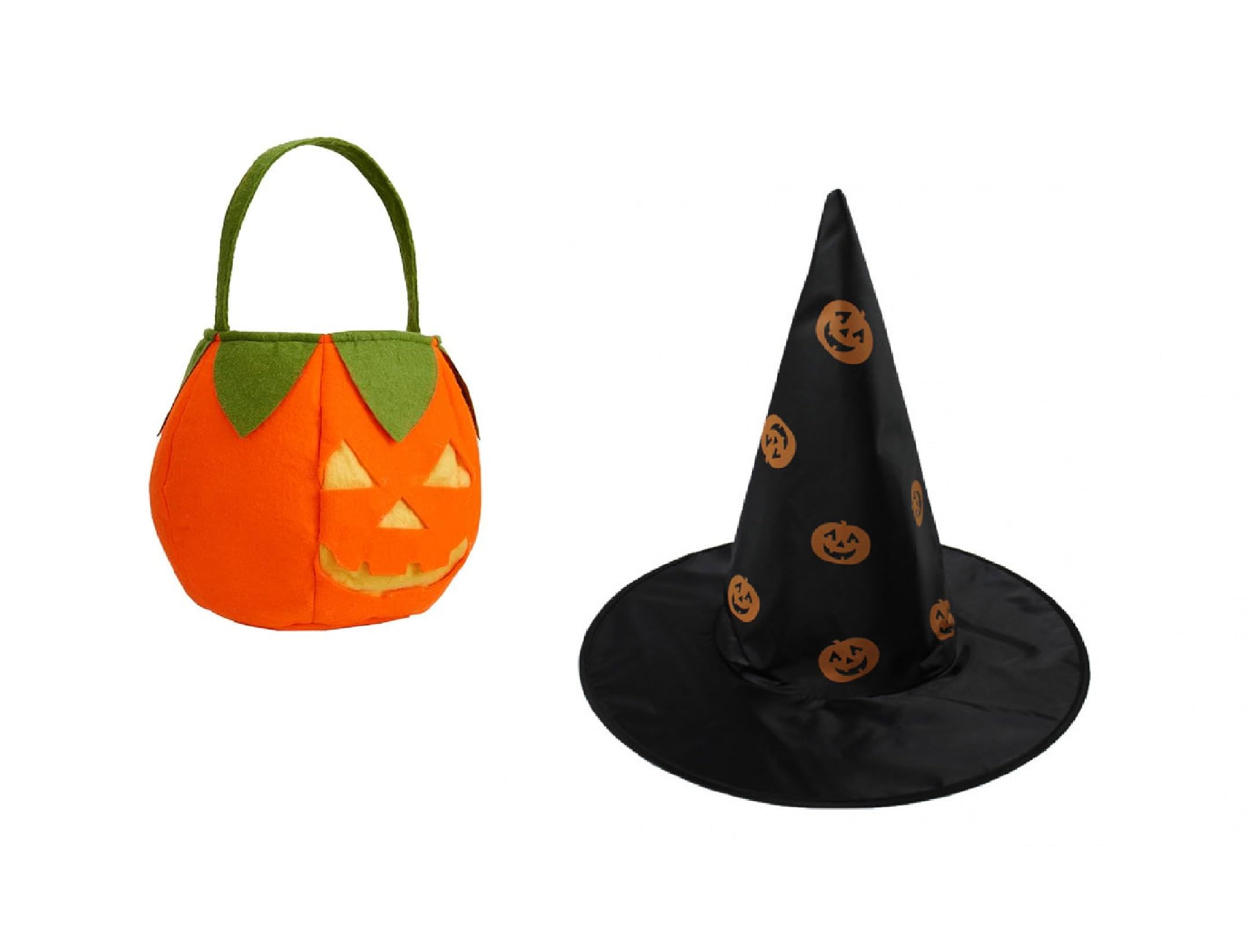 Baby & Sons Halloween Black Cap and Halloween Pumpkin Bag for Kids Halloween Party Cosplay Costumes For Boys and Girls