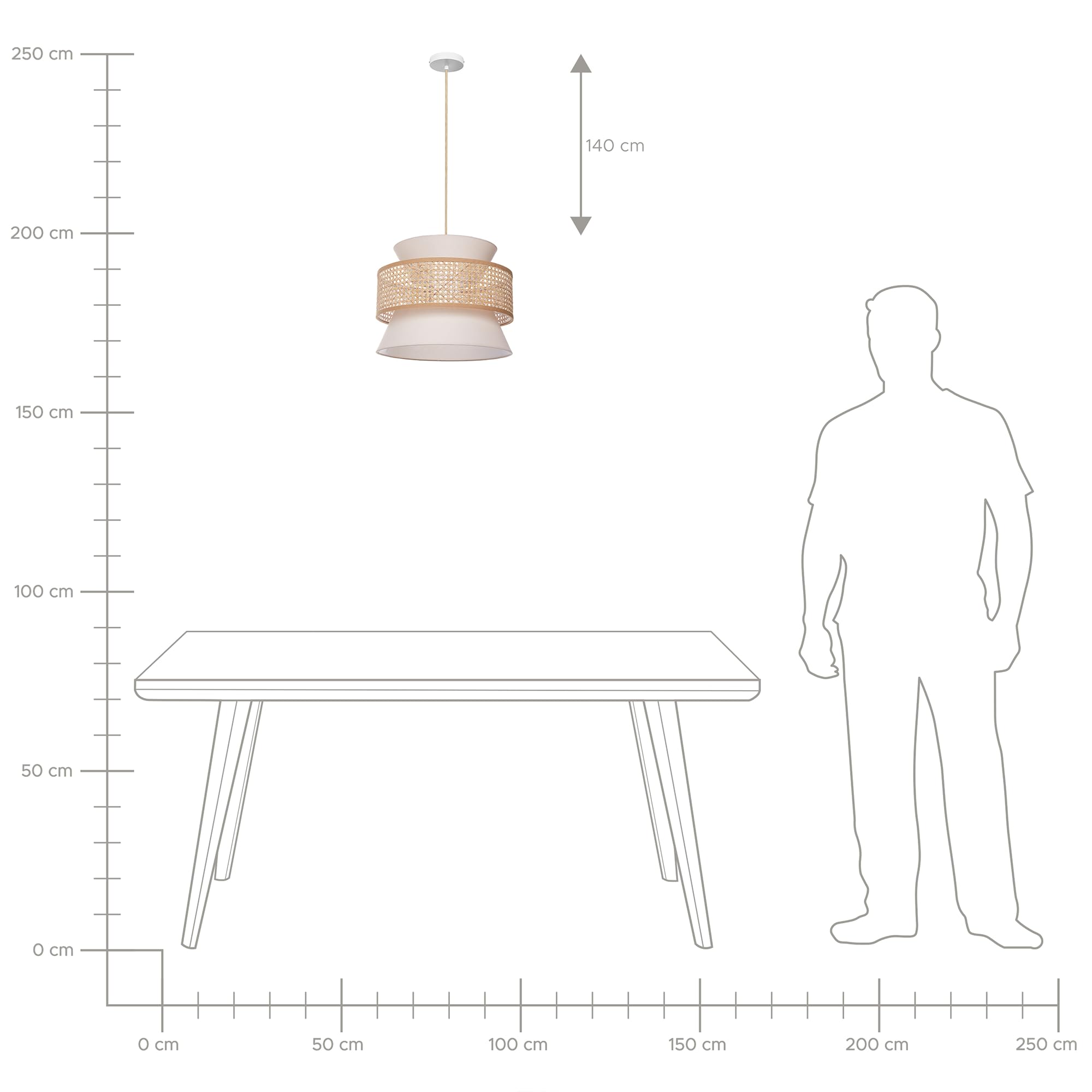 Lampada a sospensione Illuminazione con paralume in Rattan Naturale Beige
