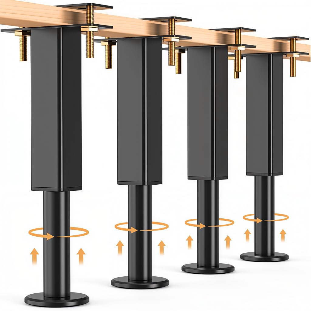 Serplex® 4Pcs Bed Legs Support,Heavy-Duty Telescopic Bed Beam Support for Platform Beds,Box Springs and Wooden Frames Adjustable 5.9 inches to 10.6 inches 2645 lbs Load Capacity Slat Legs-image-16
