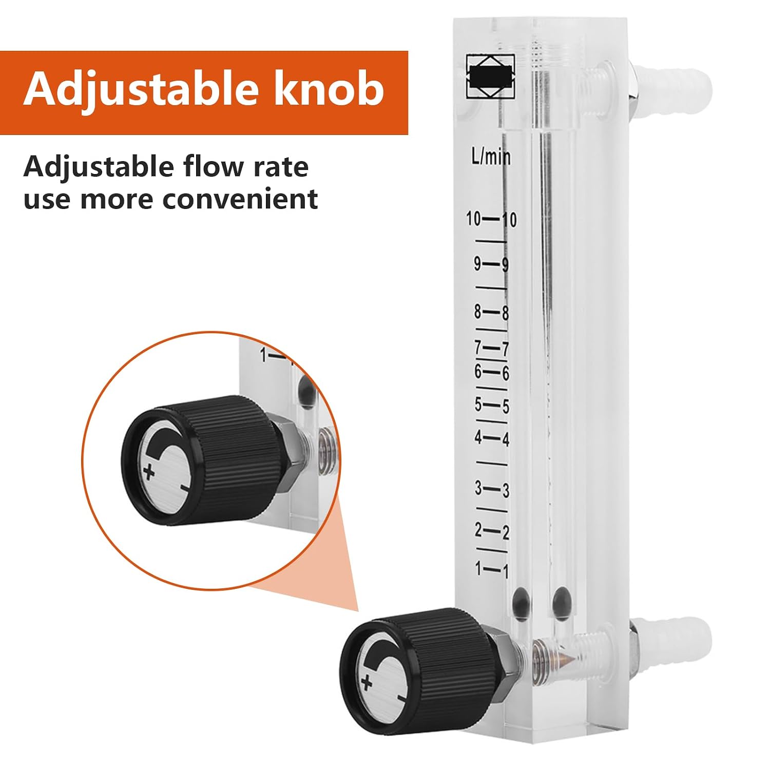 Gas Flow Meter Flowmeter, 1-10 LPM Nitrogen Flow Meter, Acrylic Rotameter Air Flow Meter, Oxygen Injection Meter with Control Valve for Air, Gas Measurement Tools, 1Pcs