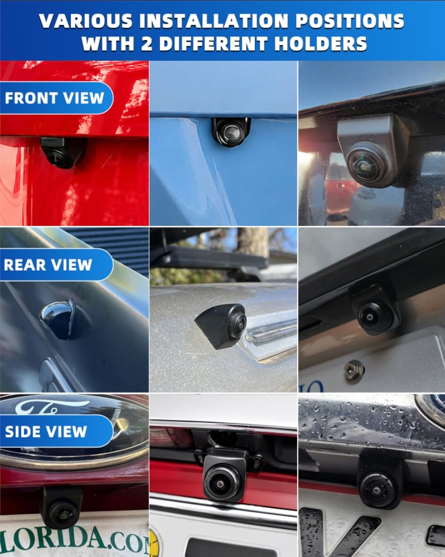 Rückfahrkamera【3 Montagemethoden】 360° Drehbar Rückfahrkamera Auto Unterstützt AHD 1080P/720P/NTSC/PAL Modi Frontkamera/Rückfahrkameras mit Nachtsicht Universal DC 12V-24V für Wohnwagen SUV Wohnmobil