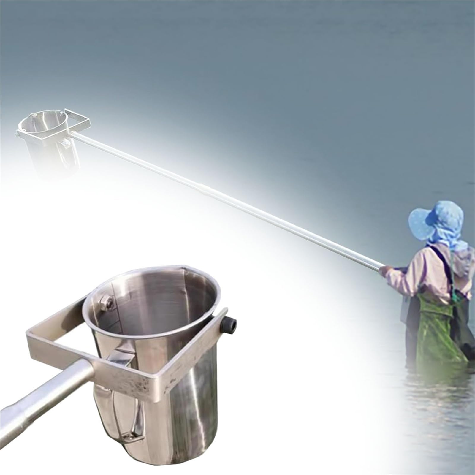 Cucchiaio campionatore d'acqua in acciaio inossidabile per campionamento accurato 1000 ml collettore tic per pozzi serbatoi, stagni e fiumi, lunghezza 4 m, durevole e affidabile