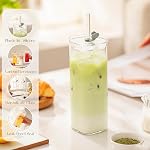 KEMORELA 17 Verres à boire Oz Square 6) - Tumblers de haute-balle à la mode avec pailles et lis, Verre moderne clair pour les cocktails, café, jus, bière & Plus