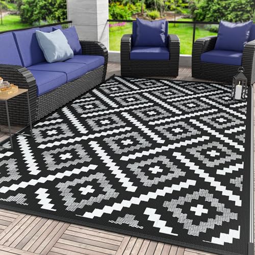 Image of GENIMO Outdoor Rug, Waterproof Plastic Rugs for Patio, 6'x9' Ink White